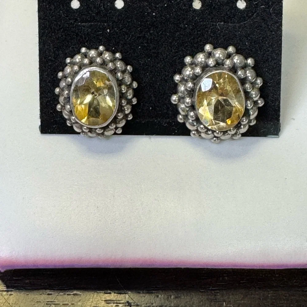 925 Citrine Popcorn Stud Earrings